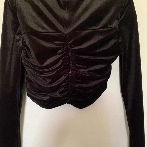ZARA VELVET SHOULDER PAD TOP CROP TOP XS - Picture 6 of 10